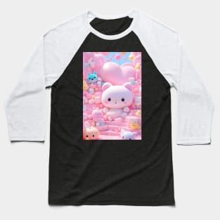 Cute chubby pink Kawaii cat Baseball T-Shirt